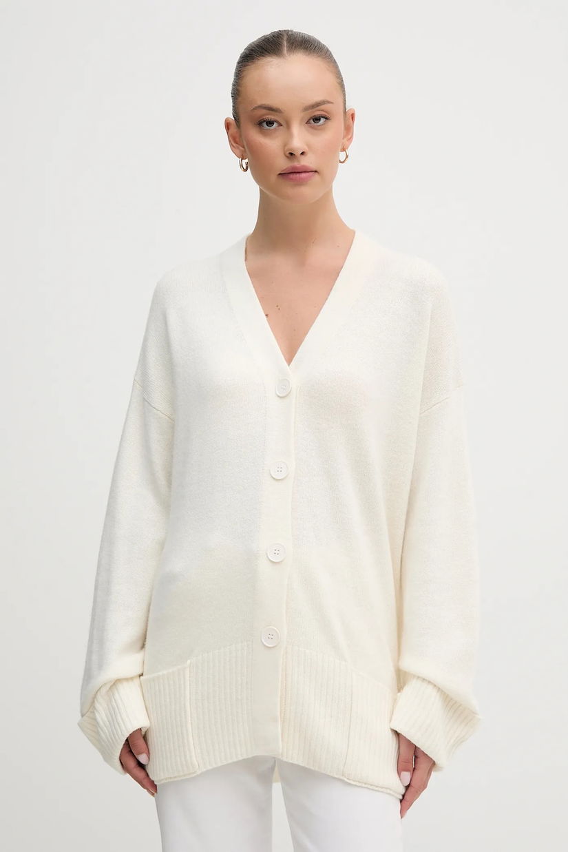 United Colors of Benetton cardigan din amestec de lână culoarea bej, 126WD604Z