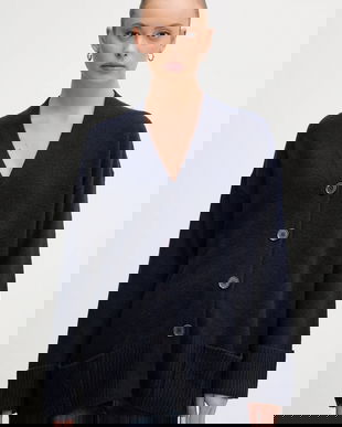 United Colors of Benetton cardigan din amestec de lână culoarea bleumarin, 126WD604Z