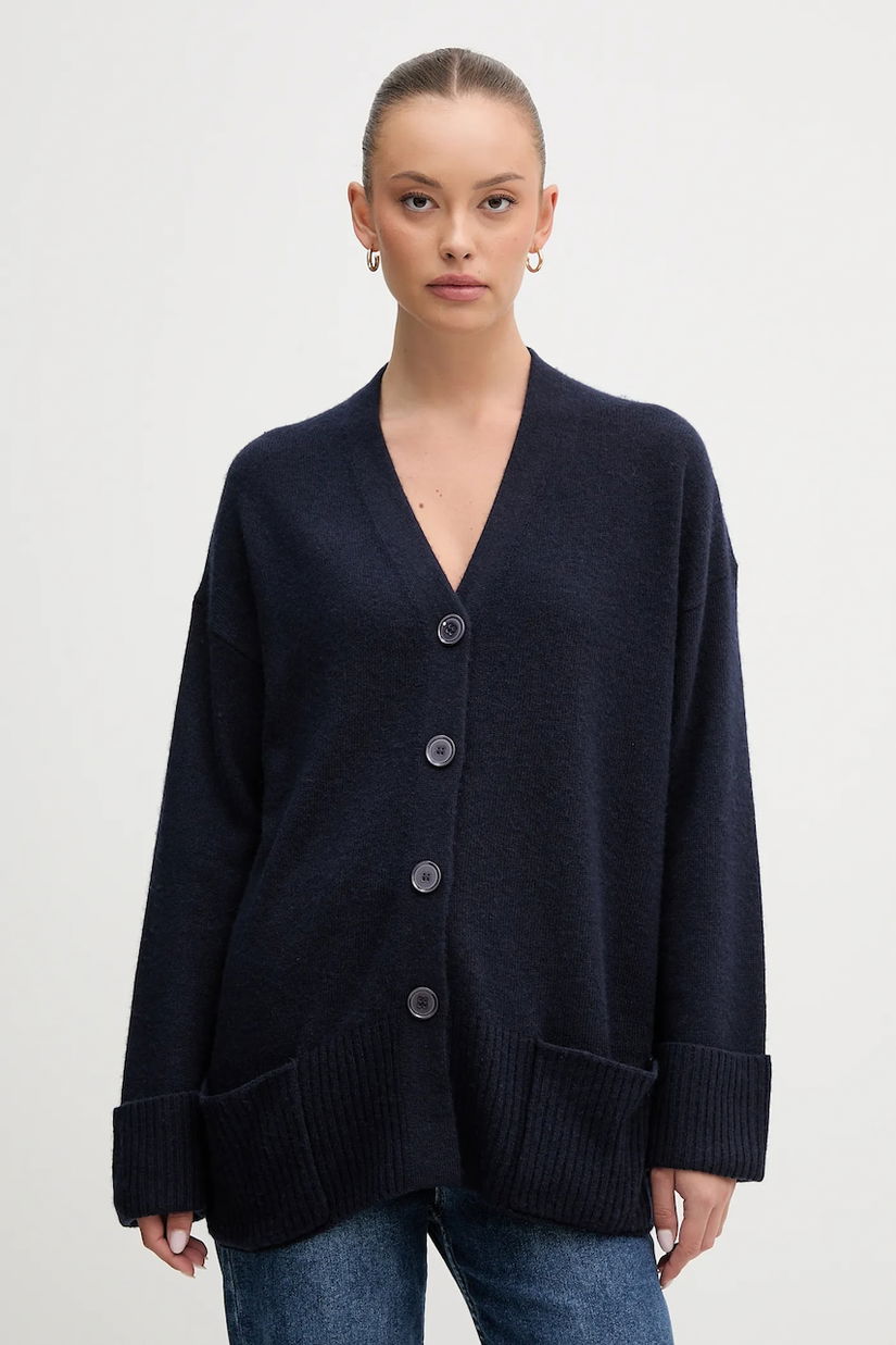 United Colors of Benetton cardigan din amestec de lână culoarea bleumarin, 126WD604Z