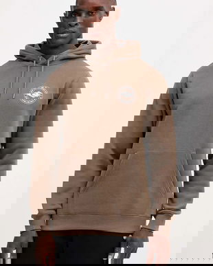 Rip Curl bluză STAPLE culoarea maro, cu glugă, cu imprimeu, 095MFL