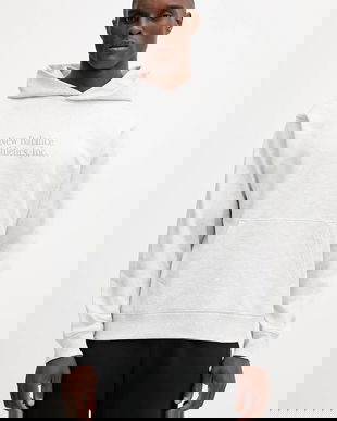 New Balance hanorac de bumbac culoarea gri, cu glugă, melanj, MT53925AHH