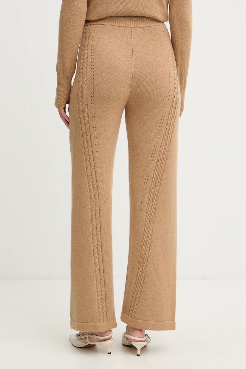 Ermanno Scervino pantaloni cu lână culoarea maro, drept, high waist, D474P501NJG