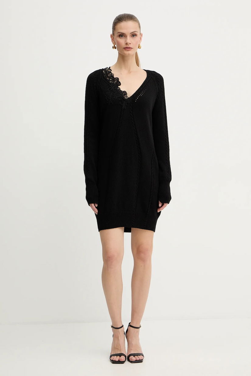 Ermanno Scervino rochie cu lână culoarea negru, mini, drept, D474Q501APNJG
