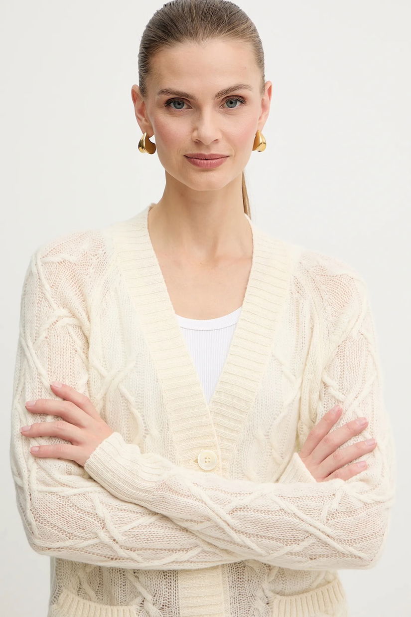 Ermanno Scervino cardigan din lână culoarea bej, light, D474N500DGE