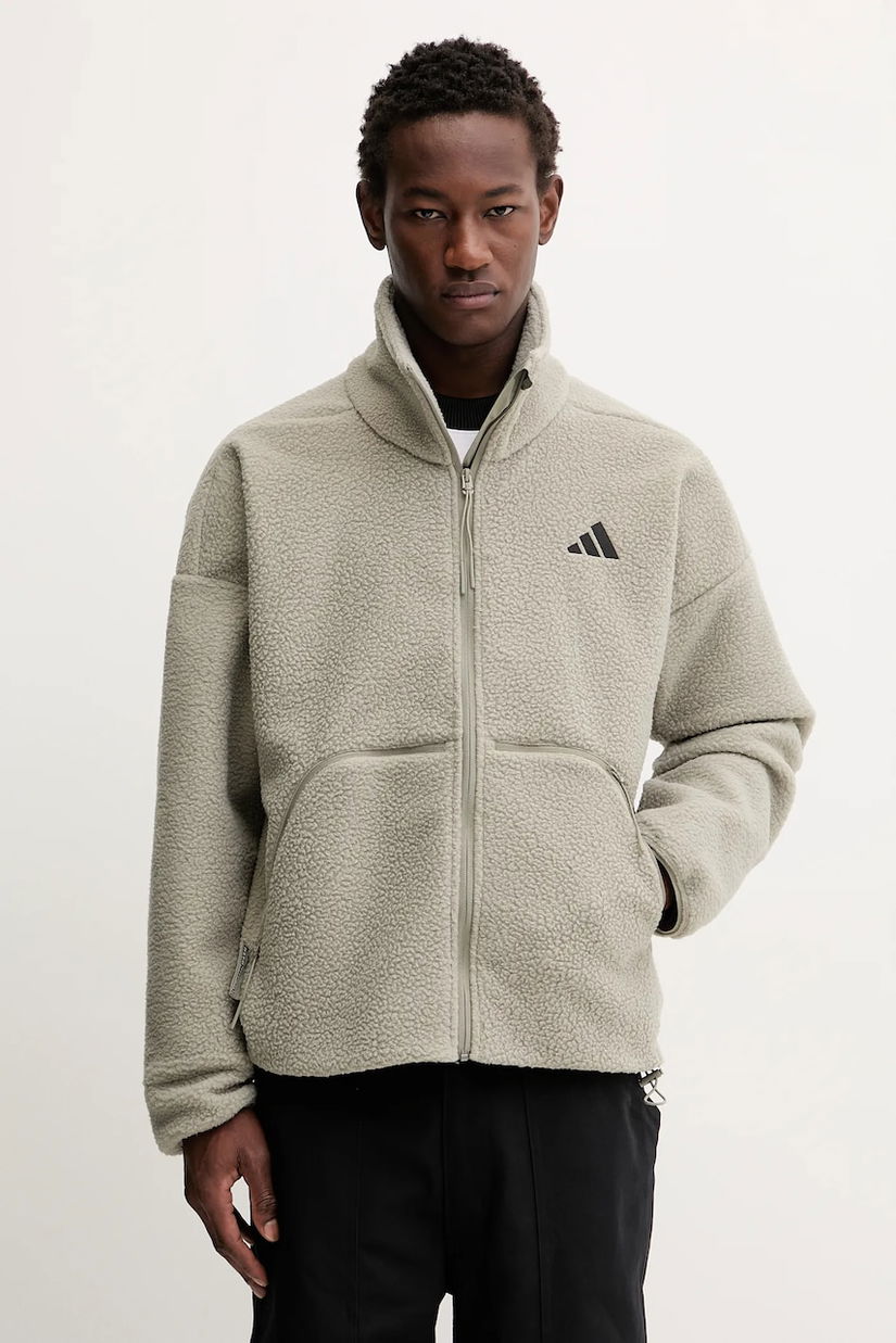 adidas hanorac fleece City Tech culoarea verde, uni, KB1199