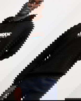 Rip Curl bluză RAW ENERGY culoarea negru, cu glugă, cu imprimeu, 092MFL