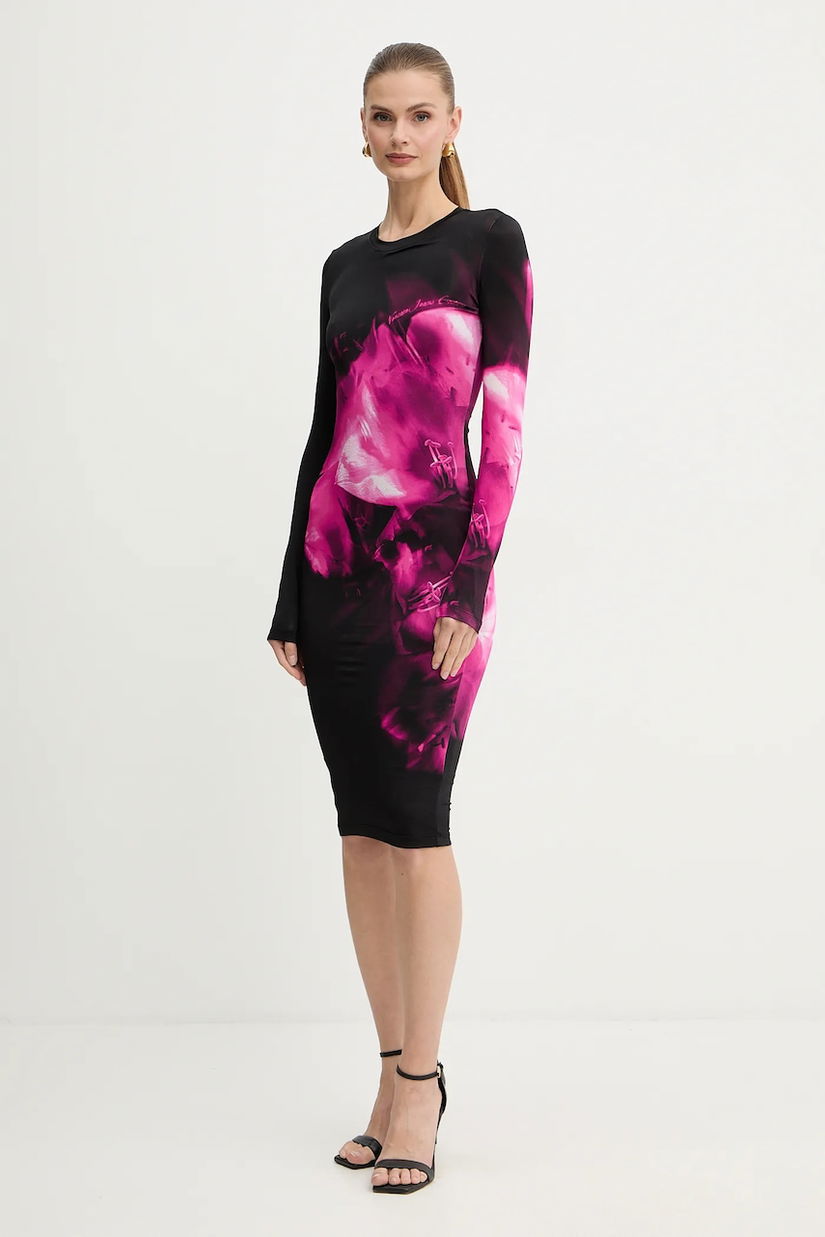 Versace Jeans Couture rochie culoarea negru, midi, mulată, 79HAO9P0 JS526