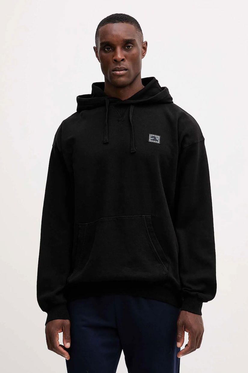Rip Curl hanorac de bumbac AOTS culoarea negru, cu glugă, cu imprimeu, 099MFL