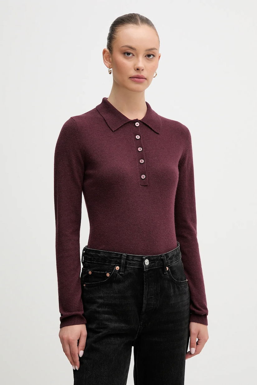 United Colors of Benetton pulover din amestec de lână culoarea bordo, light, 102HD301H