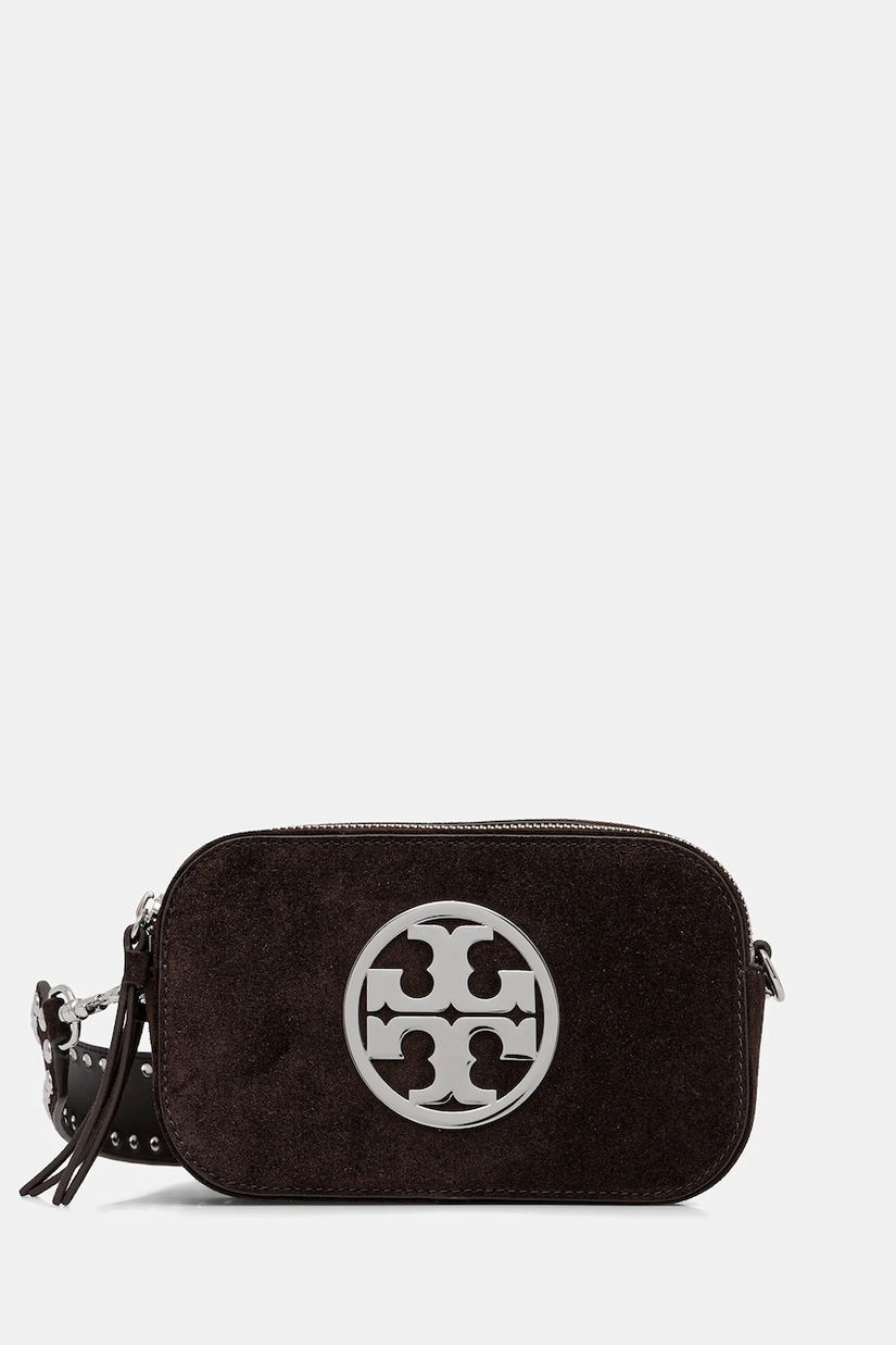 Tory Burch poșetă de piele Miller Suede Mini culoarea maro, 174301.201
