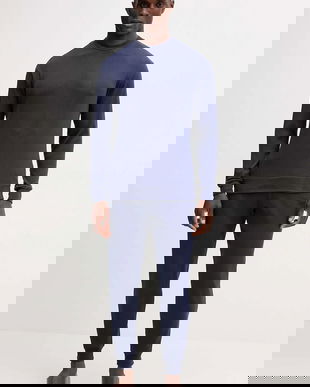 United Colors of Benetton pijama culoarea bleumarin, melanj, 3PCF4P02X