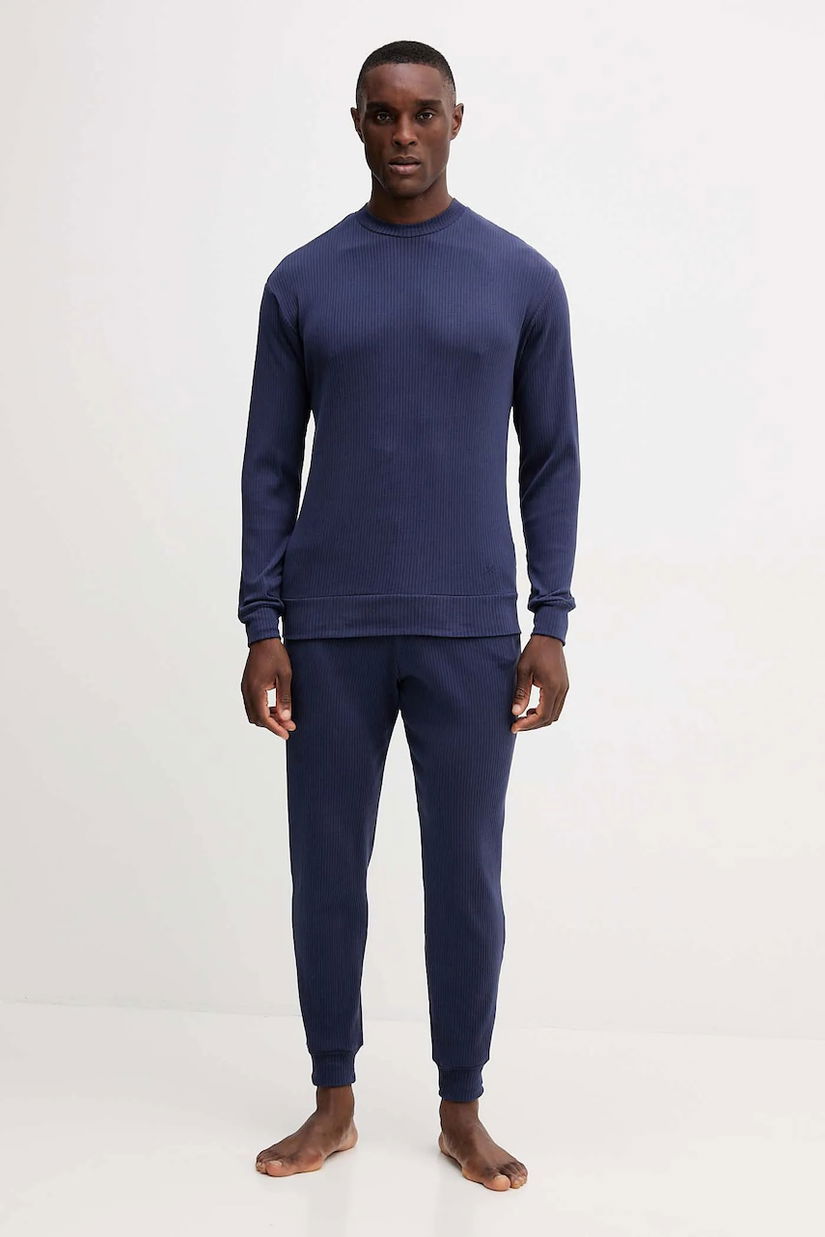 United Colors of Benetton pijama culoarea bleumarin, melanj, 3PCF4P02X