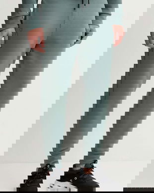 On pantaloni de trening Focus Tech culoarea verde, uni, 1MF30320153