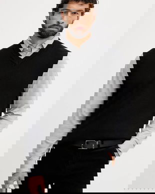 Lindbergh vestă din bumbac culoarea negru, 30-804039