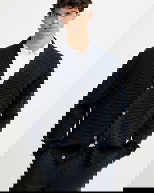 Lindbergh cardigan culoarea bleumarin, 30-831058