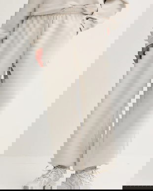 adidas pantaloni de trening Soft Lux culoarea bej, uni, KB5691