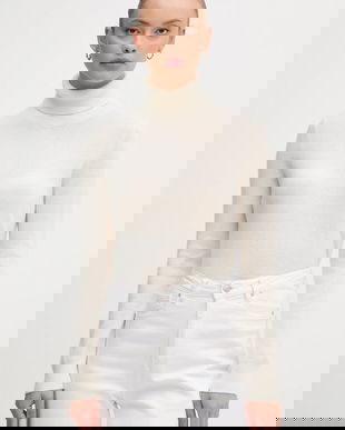 United Colors of Benetton pulover de casmir culoarea bej, light, cu guler, 1033D202D