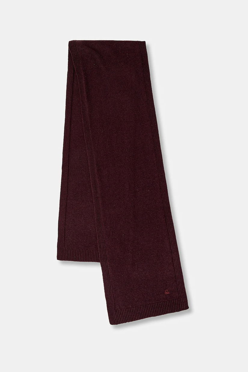 United Colors of Benetton eșarfă cu lână culoarea bordo, uni, 122HDU01O