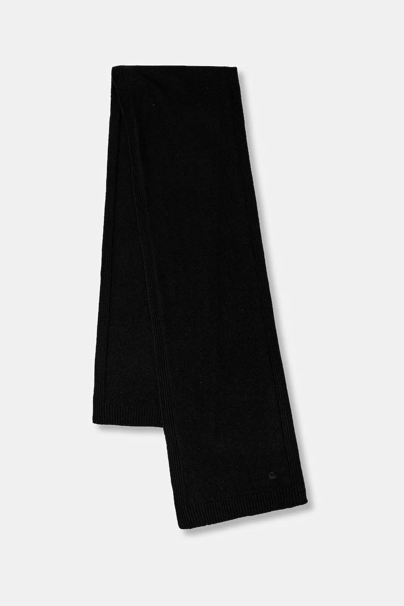 United Colors of Benetton eșarfă cu lână culoarea negru, uni, 122HDU01O