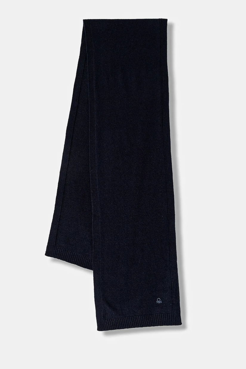 United Colors of Benetton eșarfă cu lână culoarea bleumarin, uni, 122HDU01O