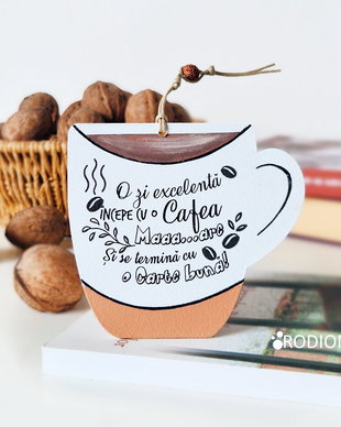 Semn de carte cafea pictat manual personalizat cu mesaj