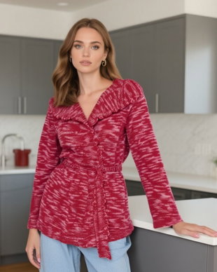 Cardigan zmeura tricotat manual XS/S