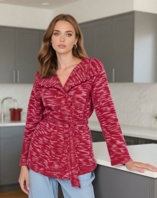 Cardigan zmeura tricotat manual XS/S