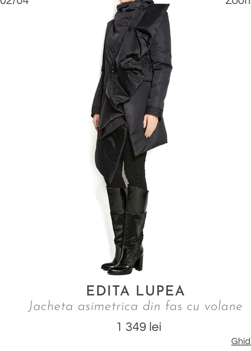 Haină asimetrică din fâș  Edita Lupea