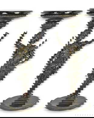 Set doua gheridoane din bronz cu blat marmura