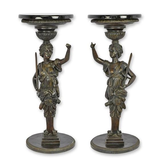 Set doua gheridoane din bronz cu blat marmura