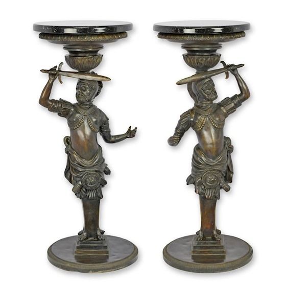 Set doua gheridoane din bronz cu blat marmura