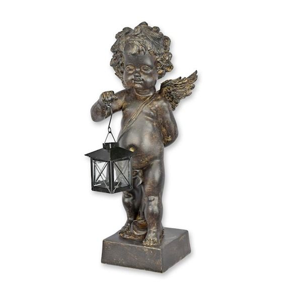 Ingeras cu felinar-figurina decorativa din rasini