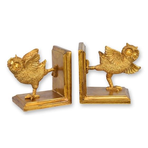 Set doua opritoare bufnite aurii pentru carti