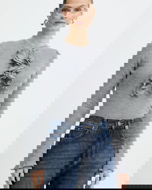 Luisa Spagnoli pulover de lână culoarea gri, călduros, 100114