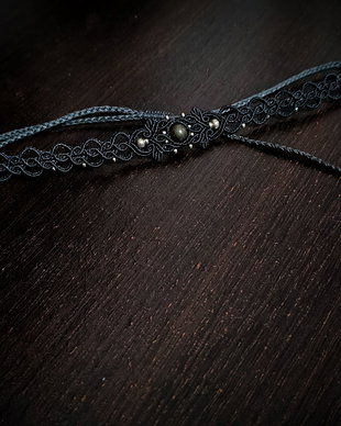 Choker pirita micromacrame cu frunze