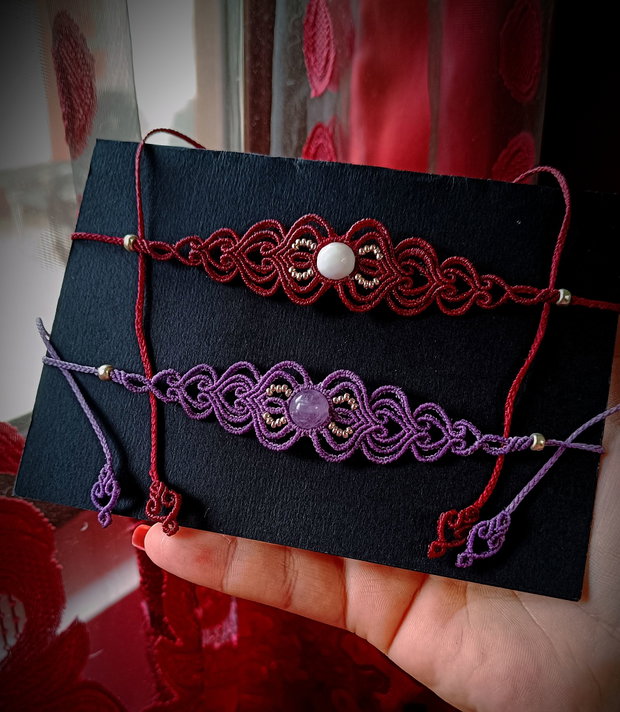 Colier choker micromacrame cu cristal natural
