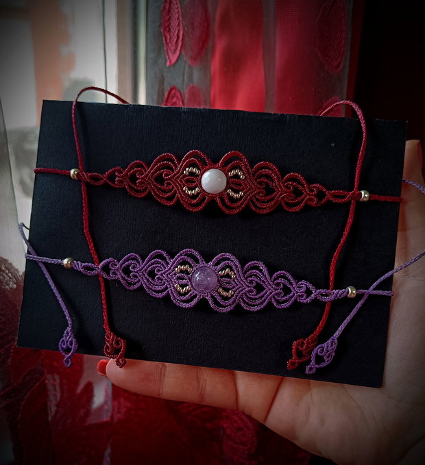 Colier choker micromacrame cu cristal natural