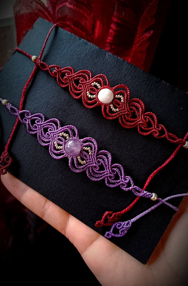 Colier choker micromacrame cu cristal natural