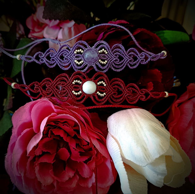 Colier choker micromacrame cu cristal natural