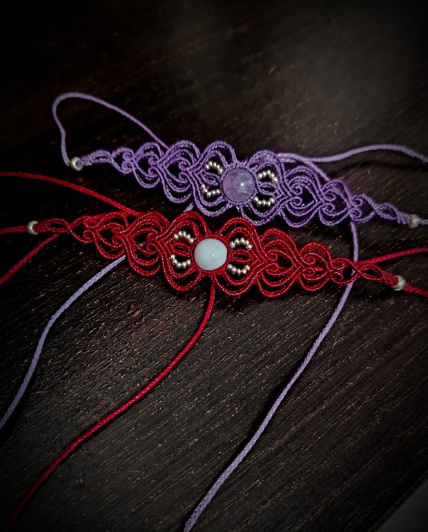 Colier choker micromacrame cu cristal natural