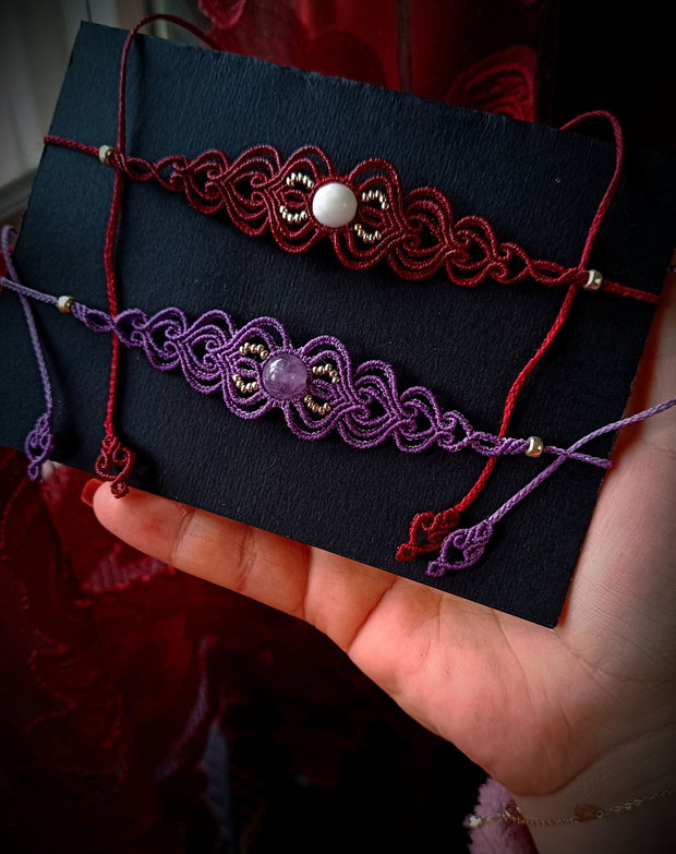 Colier choker micromacrame cu cristal natural