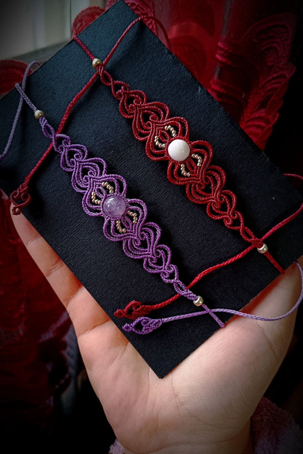Colier choker micromacrame cu cristal natural