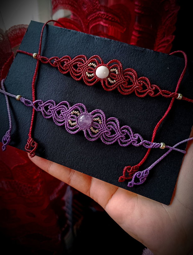 Colier choker micromacrame cu cristal natural
