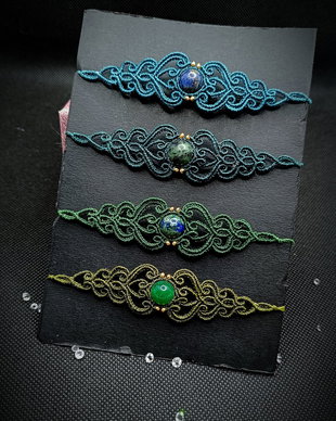 Brățară handmade micromacrame cu piatra naturala