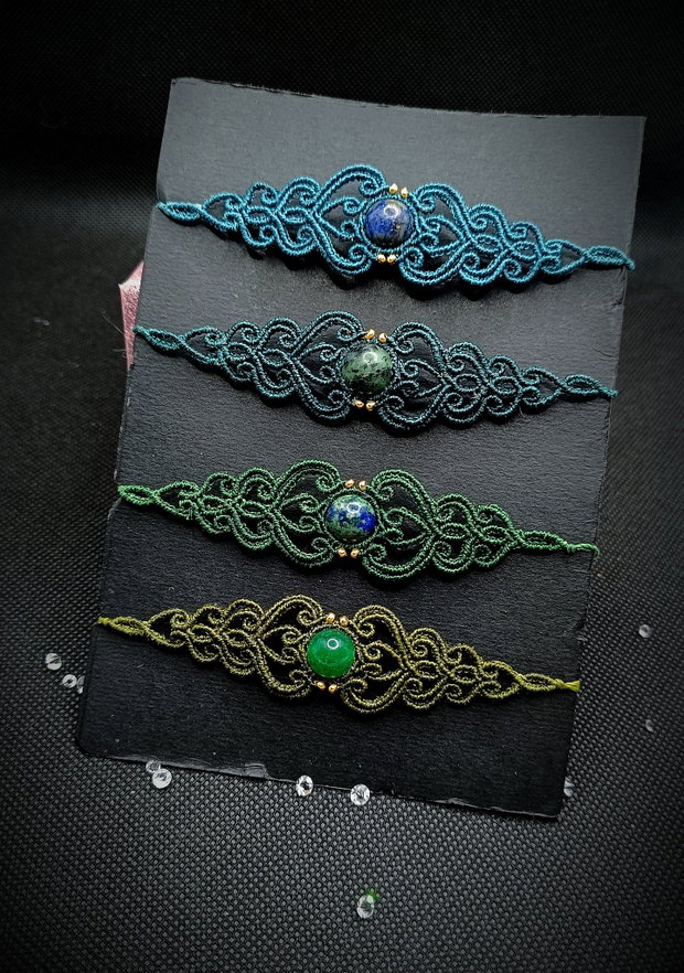 Brățară handmade micromacrame cu piatra naturala
