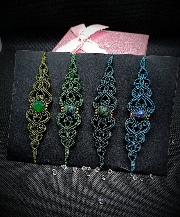 Brățară handmade micromacrame cu piatra naturala
