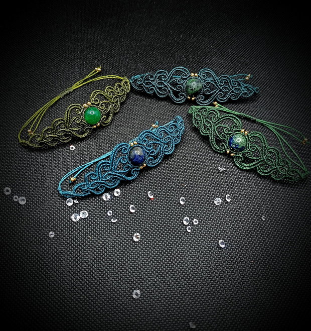 Brățară handmade micromacrame cu piatra naturala
