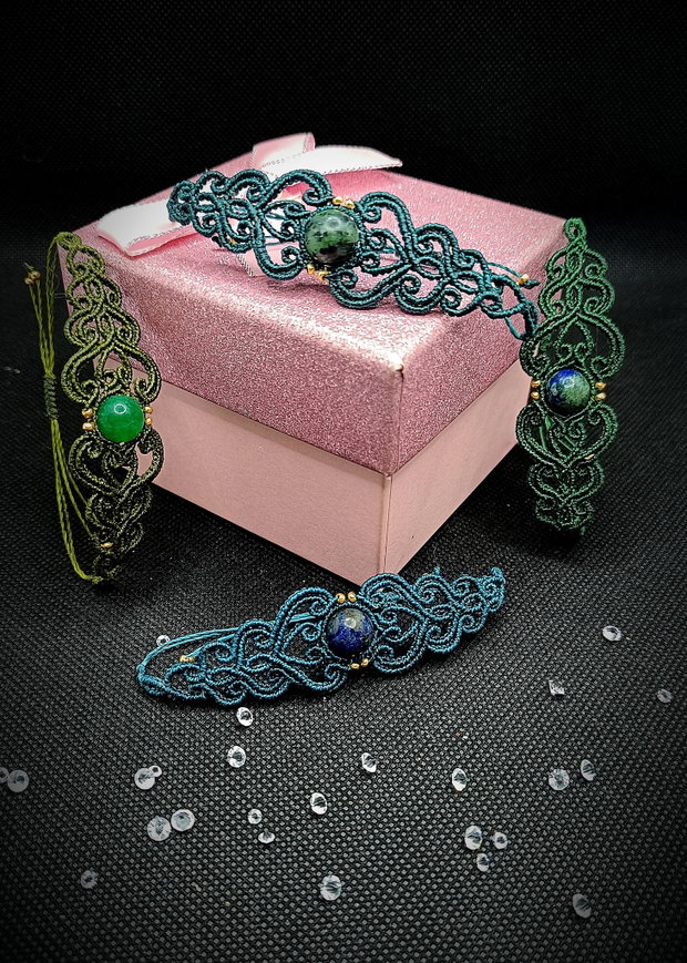 Brățară handmade micromacrame cu piatra naturala
