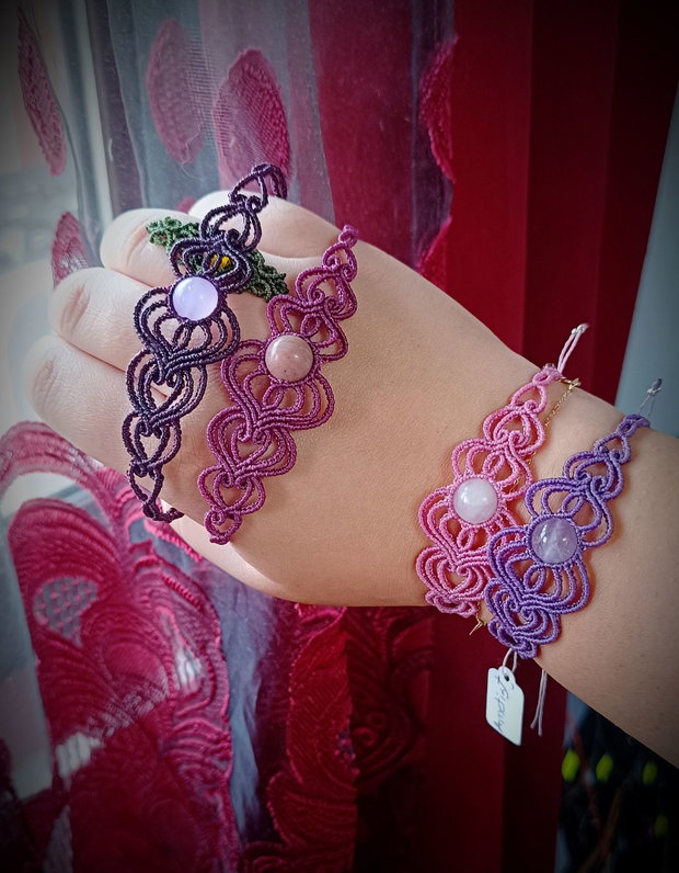 Brățară micromacrame cu cristal natural