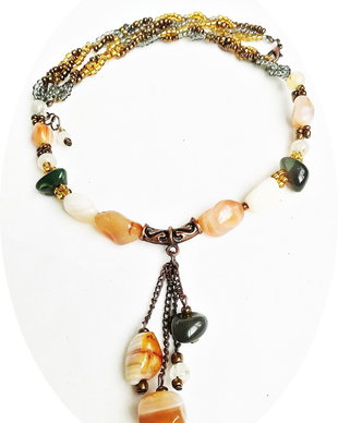 colier de toamna antichizat cu agate
